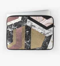 Schwarzer schwarzer Marmor des abstrakten schicken Imitat-Rosagolds Laptoptasche