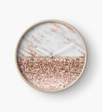 Warm chromatic - rose gold marble Clock