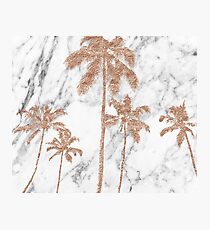 Rose gold marble palms Photographic Print