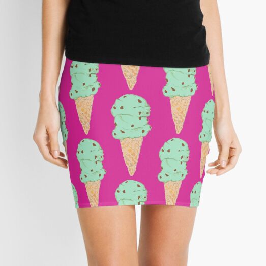 Mint Chocolate Chip Ice Cream Cone Mini Skirt