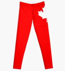 MAPLE LEAF, CANADA, CANADIAN, WHITE, Pure & Simple, Canadian Flag, National Flag of Canada, 'A Mari Usque Ad Mare', White on Red Leggings