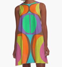 Mod-Augen im Holz Psychedelic Design A-Linien Kleid