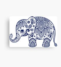 Blaue Blumenelefant-Illustration Leinwanddruck