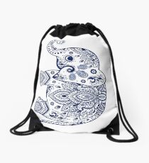 Blaue Blumenelefant-Illustration Rucksackbeutel
