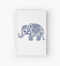 Blue Floral Elephant Illustration Hardcover Journal
