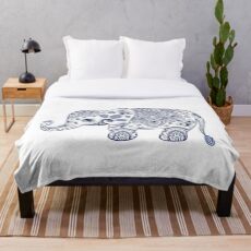 Blaue Blumenelefant-Illustration Fleecedecke
