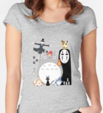 Studio Ghibli Gang Women's Fitted Scoop T-Shirt