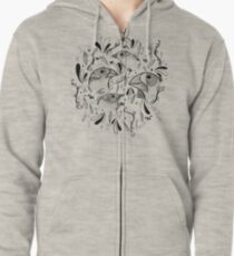 Fine Finches (linework) Zipped Hoodie