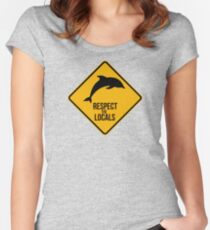 Respect the dolphins - Caution sign Women's Fitted Scoop T-Shirt