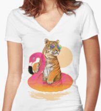 Chillin, Flamingo-Tiger Shirt mit V-Ausschnitt