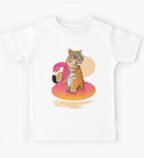 Chillin, Flamingo Tiger Kids T-Shirt