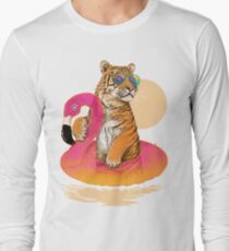 Chillin, Flamingo Tiger Long Sleeve T-Shirt