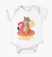 Chillin, Flamingo Tiger Short Sleeve Baby One-Piece