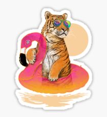 Chillin, Flamingo Tiger Sticker