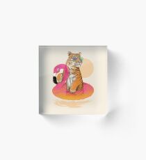 Chillin, Flamingo Tiger Acrylic Block
