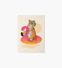 Chillin, Flamingo Tiger Art Board
