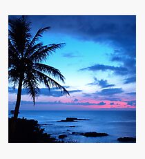 Tropical Island Pretty Pink Blue Sunset Landscape Photographic Print