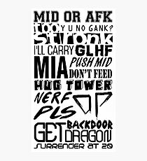 League of Legends Words Photographic Print