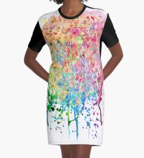 Regenbogen-Farben-Spritzer-Tropfenfänger T-Shirt Kleid