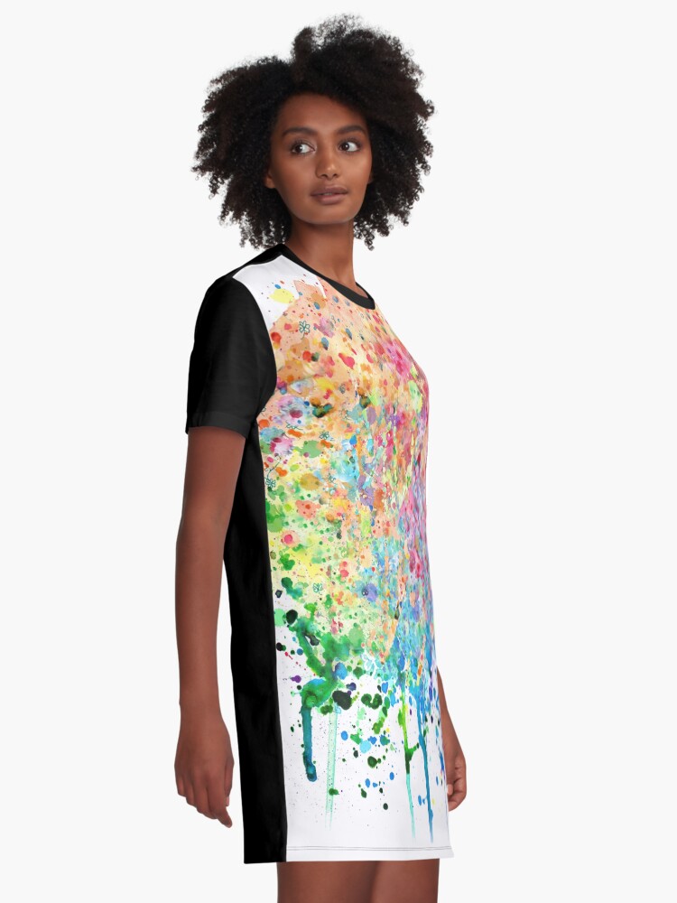Alternate view of Rainbow Paint Splatter Drip Graphic T-Shirt Dress