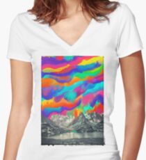 Skyfall, Melting Northern Lights Women's Fitted V-Neck T-Shirt