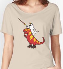 Unicorn Cat Riding Lightning T-Rex Women's Relaxed Fit T-Shirt