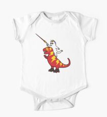Einhorn Katze Reiten Blitz T-Rex Baby Body Kurzarm
