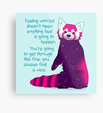 "Feeling Worried Doesn't Mean Anything Bad Is Going to Happen" Galaxy Red Panda Metal Print