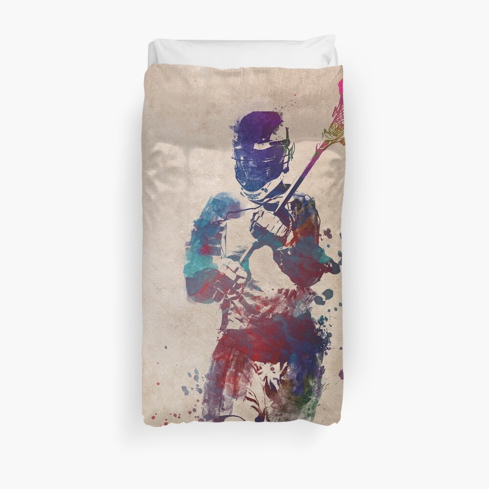 Lacrosse player art 2 #sport #lacrosse Duvet Cover