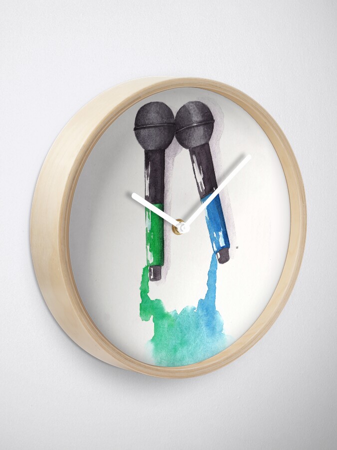 Alternate view of Larrying Mics (Green and Blue) Clock