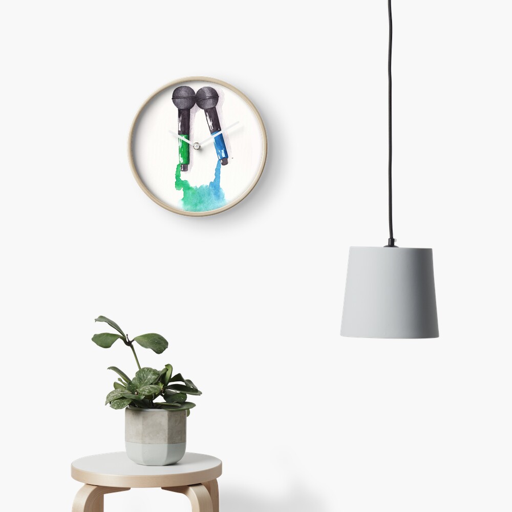 Larrying Mics (Green and Blue) Clock