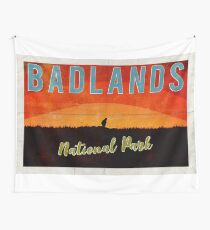 Badlands National Park - Prairie Dog Sunrise - Vintage Design Wall Tapestry