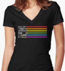 Lichtschwert Regenbogen Shirt mit V-Ausschnitt