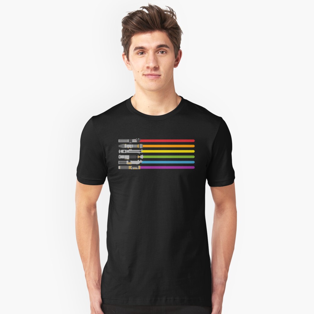 Lichtschwert Regenbogen Slim Fit T-Shirt