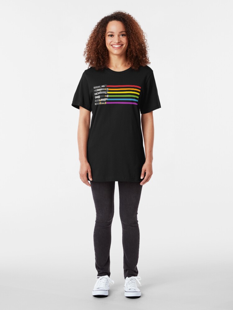 Alternative Ansicht von Lichtschwert Regenbogen Slim Fit T-Shirt
