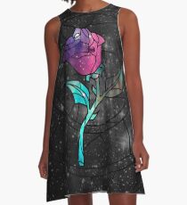 Buntglas-Rosen-Galaxie A-Linien Kleid