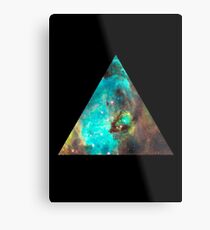Green Galaxy Triangle Metal Print