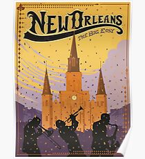 New Orleans The Big Easy Vintage Travel Poster Poster