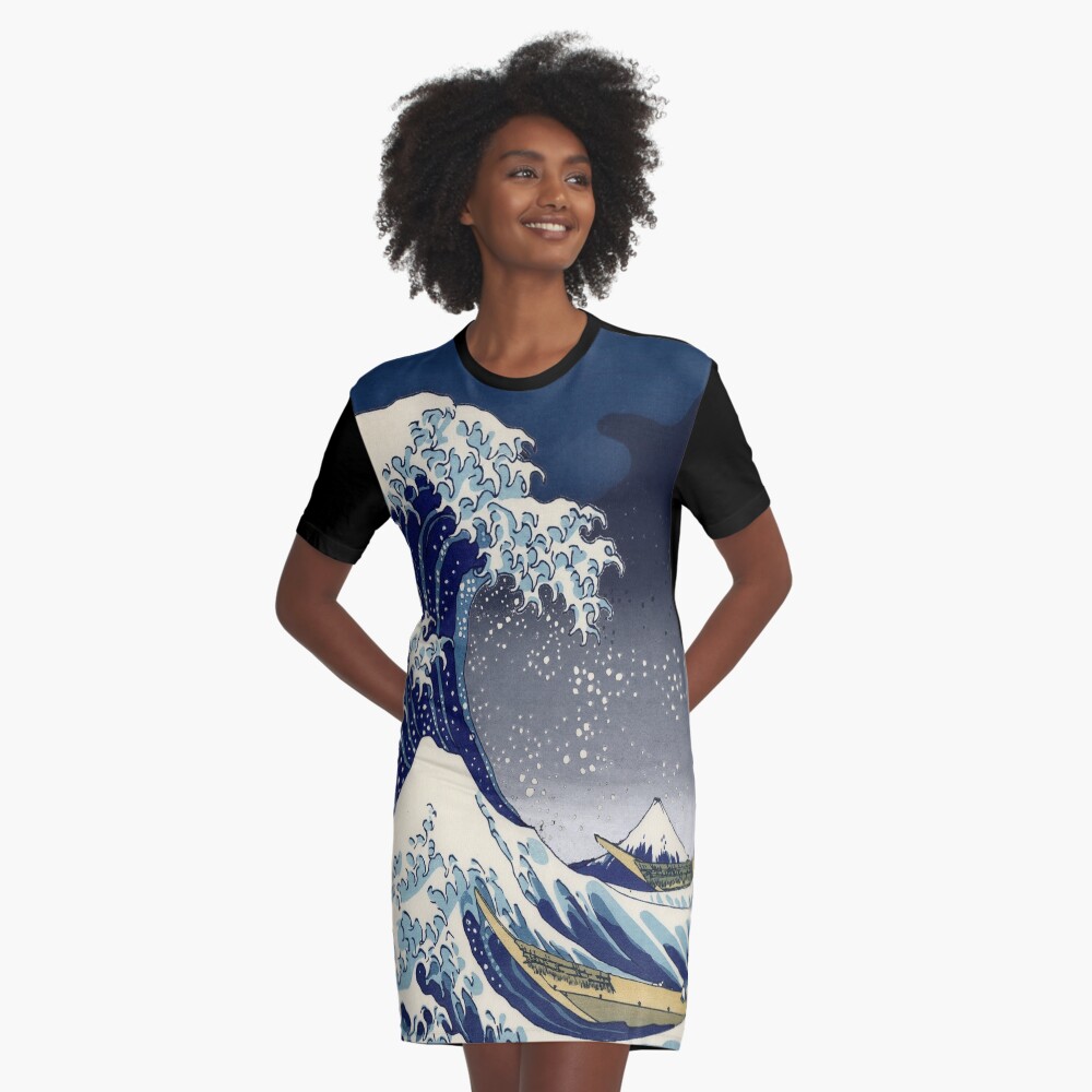Great Wave: Kanagawa Night Graphic T-Shirt Dress