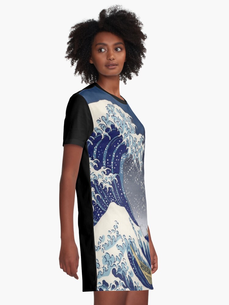 Alternate view of Great Wave: Kanagawa Night Graphic T-Shirt Dress