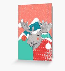 Christmoose, Winter Moose Greeting Card