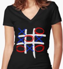Tic-tac-toe Women's Fitted V-Neck T-Shirt