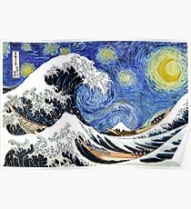 Iconic Sternennachtwelle von Kanagawa Poster
