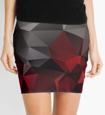 Abstract background of triangles polygon wallpaper in black red colors Mini Skirt