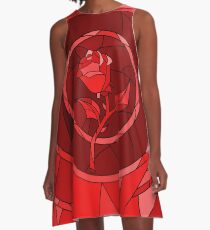 Stained Glass Rose Red A-Line Dress