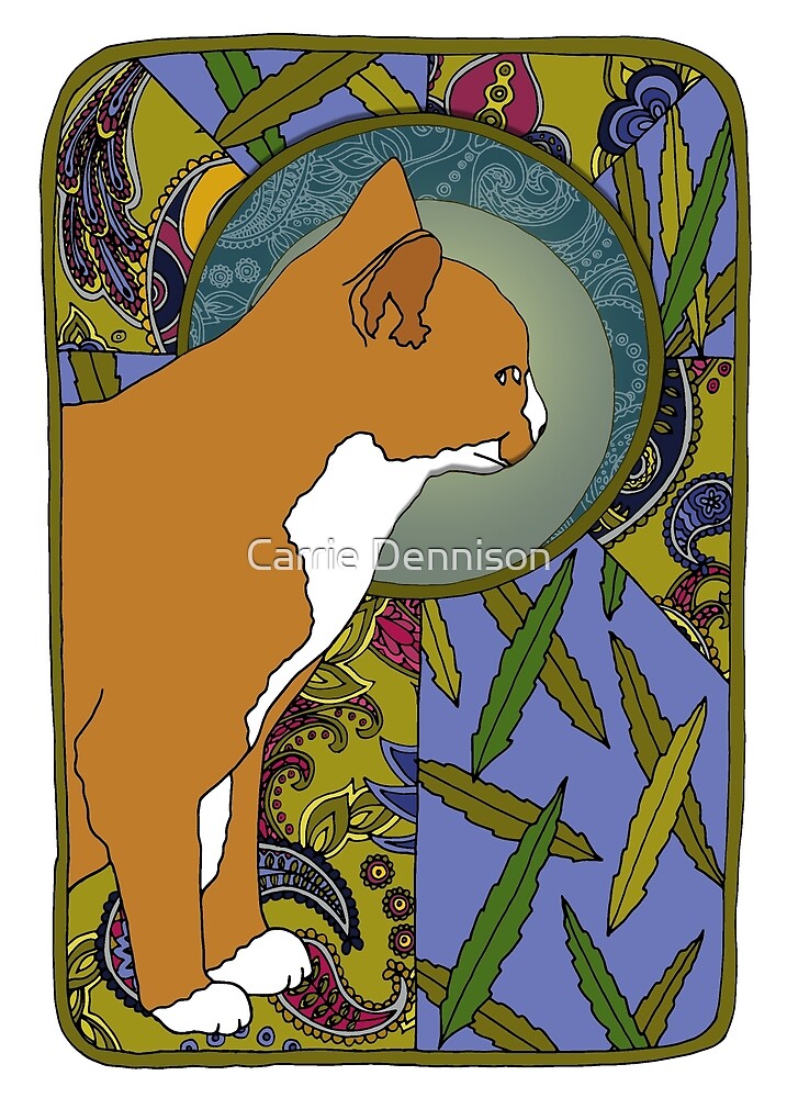 Willow - Art Nouveau Ginger Cat by Carrie Dennison