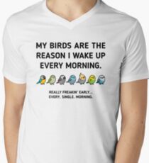 Frühe Vögel T-Shirt mit V-Ausschnitt