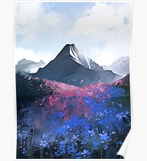 Póster Montaña azul