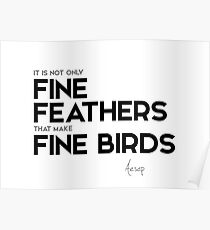 fine feathers, fine birds - aesop Poster