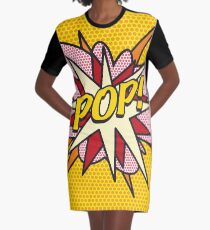Comic Book Pop Art POP Superhero Graphic T-Shirt Dress